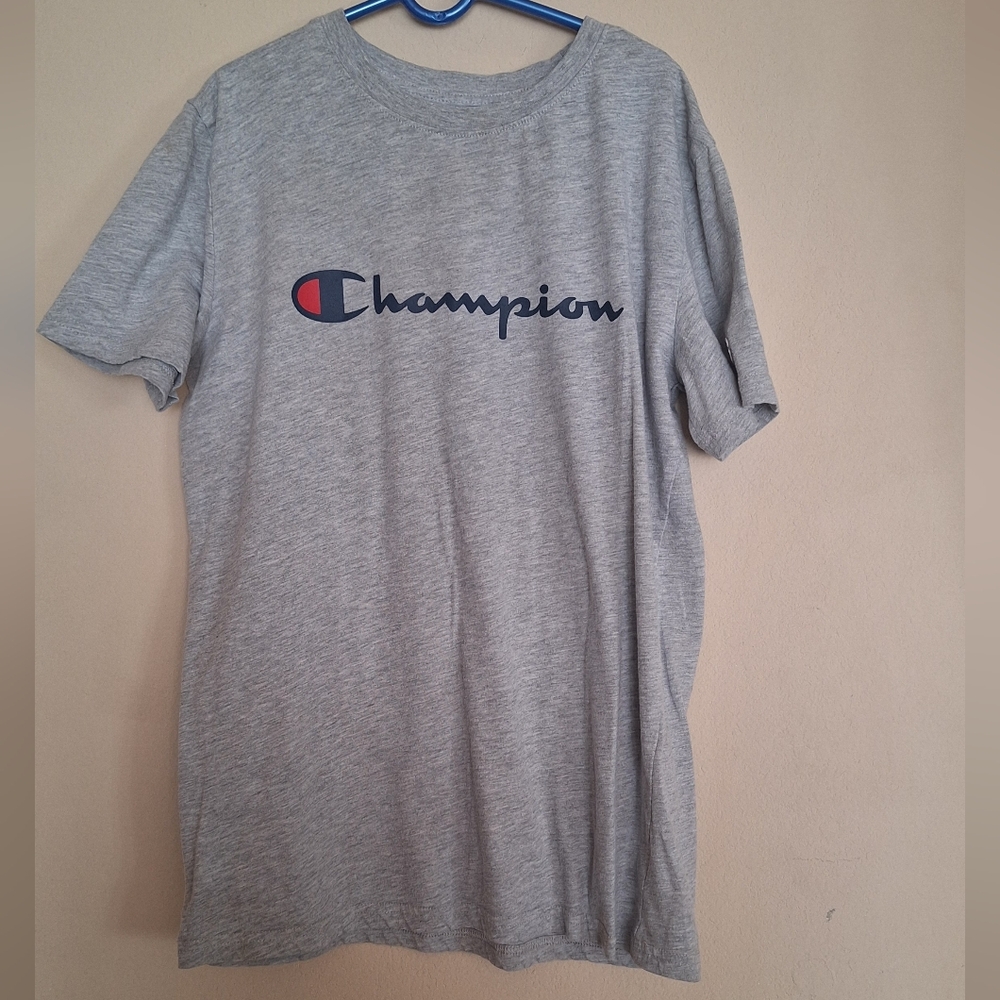 Champion Logo Boys XL Gray Short Sleeve Tee with Logo Active Sport